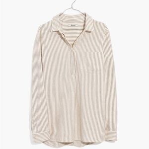 Madewell Flannel Classic Ex-Boyfriend Button-Back Shirt in Margo Stripe Ivory